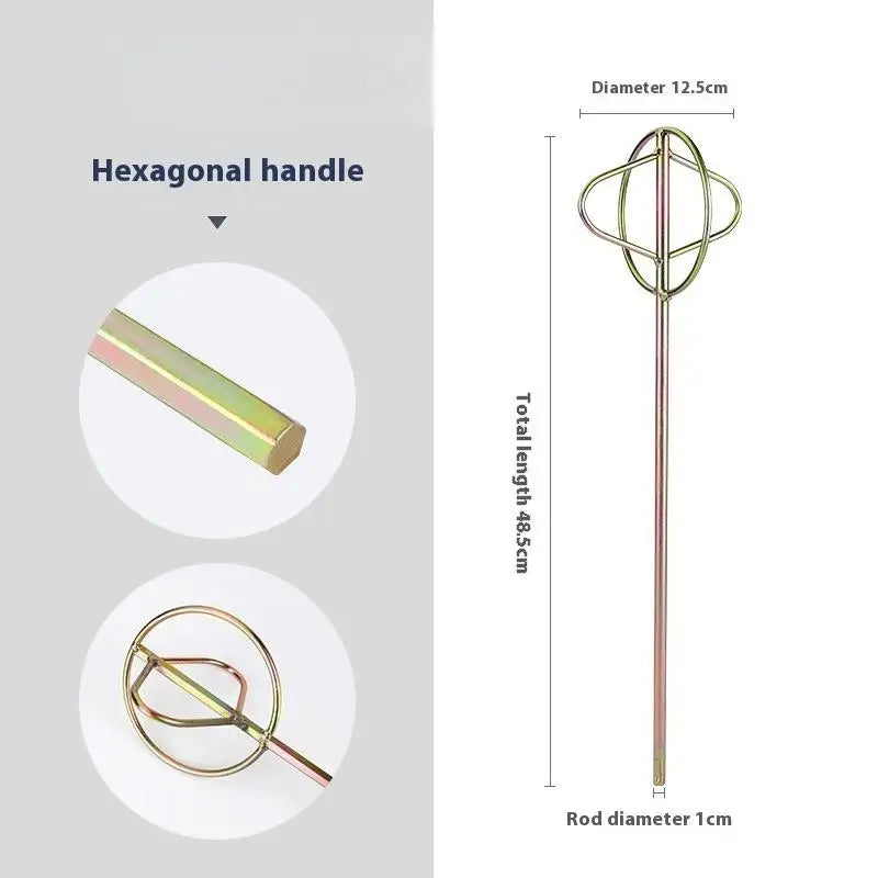 Gold 125mm Putty Powder Coating Paint Electric Mixer Rod Head Cement Mixing Rod Mixer Drill Paint Plaster Mortar Stirring Rod Peaceful Pleasures Health and Wellness Hexagonal handle
