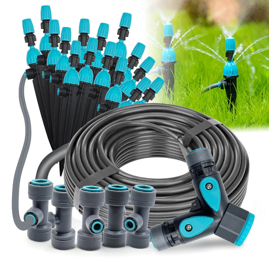 3/8" Garden Irrigation Watering System 12mm PE Hose 360° Adjustable 2-in-1 Misting Quick Connect Sprinkler Micro Dripper Sprayer Peaceful Pleasures Health and Wellness