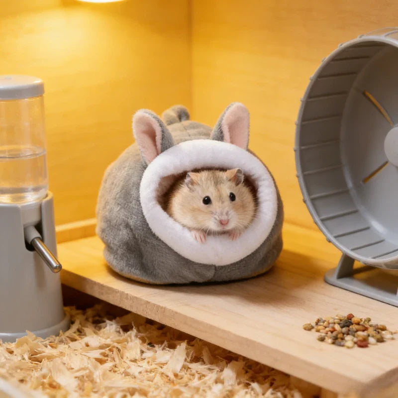 Plush Fleece Hamster Nest – Cozy House for Small Pets