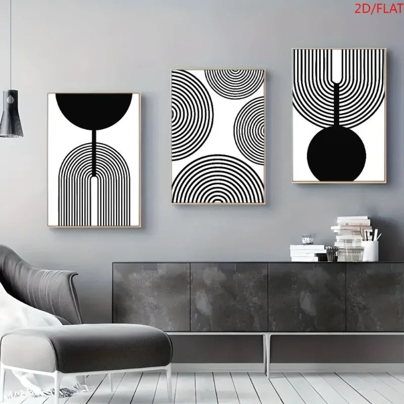 3-Piece Abstract Geometric Canvas Poster Set | Wall Art Décor Canvas Wall Art Set Peaceful Pleasures Health and Wellness