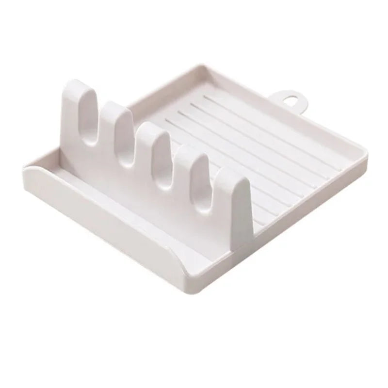 Kitchen Spoon Holders Fork Spatula Rack Shelf Organizer Plastic Chopsticks Holder Non-slip Spoons Pad Peaceful Pleasures Health and Wellness White