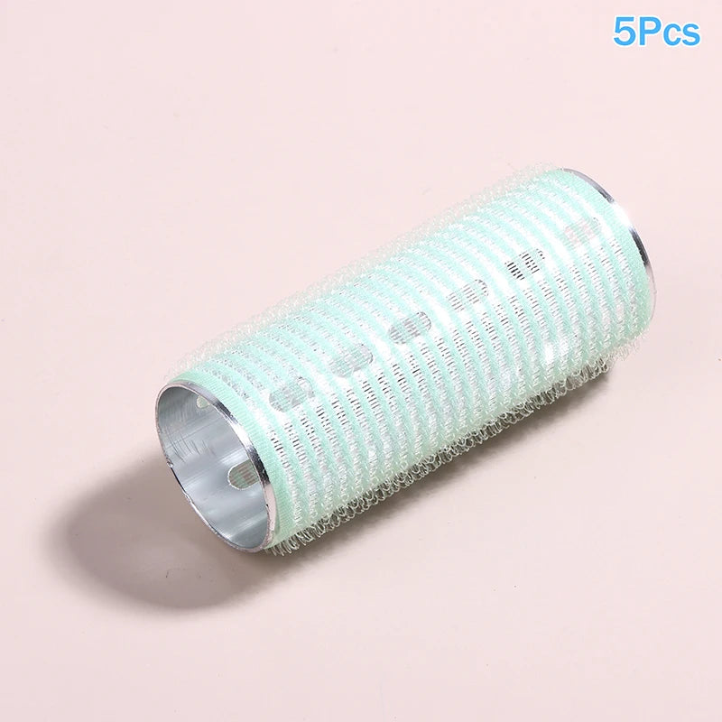 1/5Pcs Bangs Roller Set Hook & Loop Aluminium Silver Core Self Grip Styling Hair Rollers Hot Thermal Volume Curler 30X80mm Peaceful Pleasures Health and Wellness 5Pcs Green