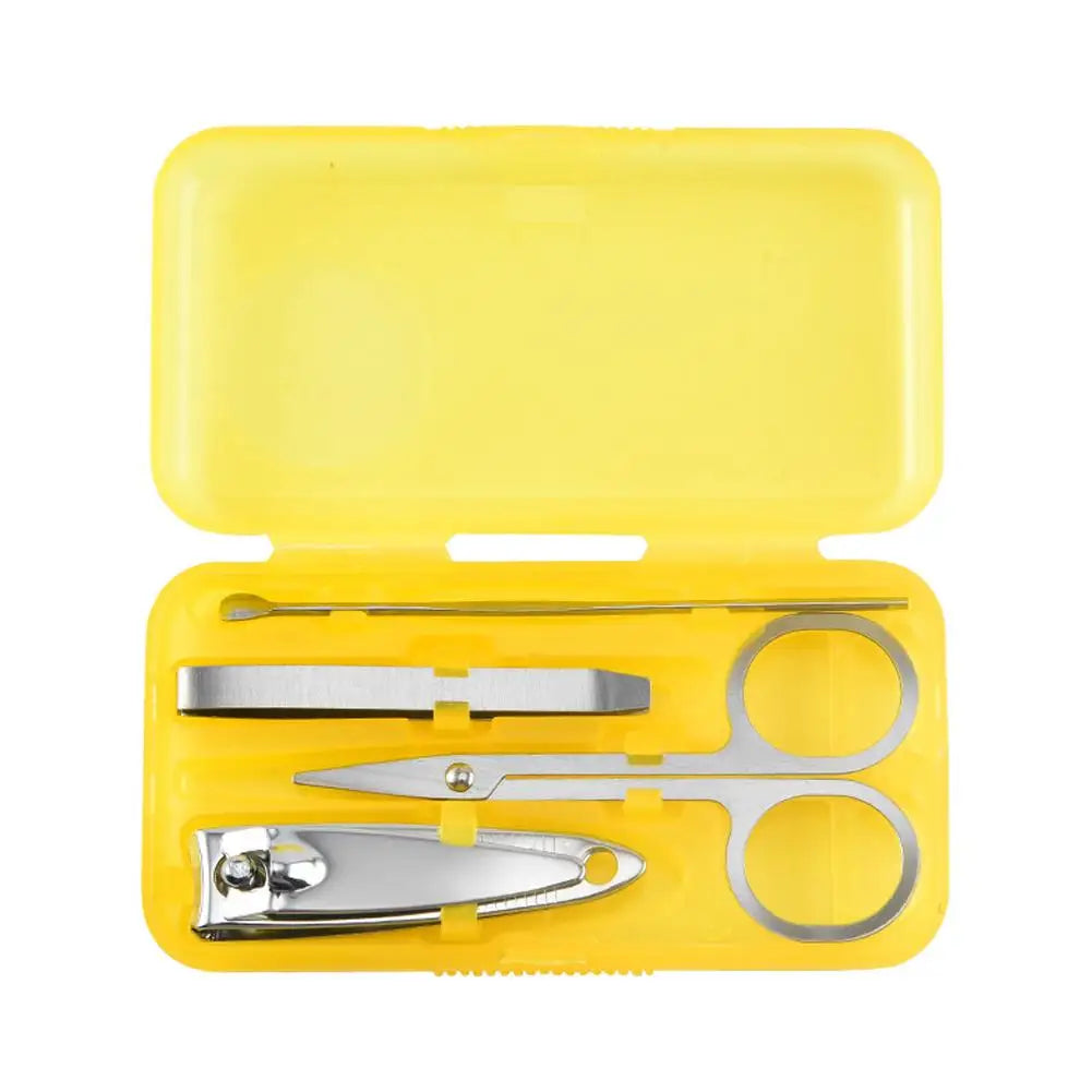 Home Nail Clipper Set of 4 Pieces Large Size Dead Skin Pliers Diagonal to Remove Dead Skin Small Eyebrow Clipper Leather Sleeve Peaceful Pleasures Health and Wellness Yellow