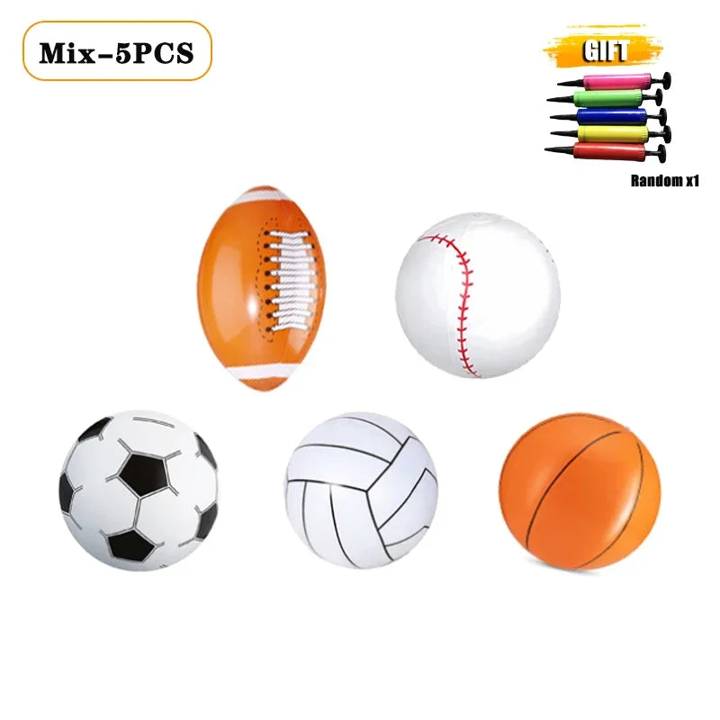 Inflatable Sports Balls Set – Football Basketball Baseball Party