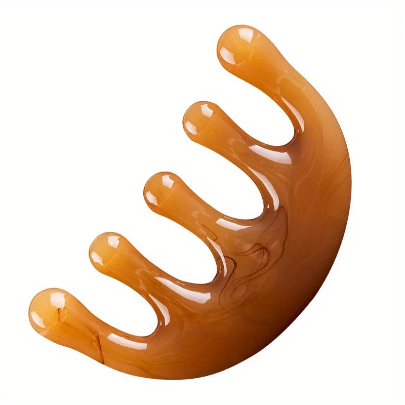 Resin Massage Scalp Comb Hair Brush Massage Comb Scalp Meridian Comb for Stress Relief Peaceful Pleasures Health and Wellness Half Round Shape