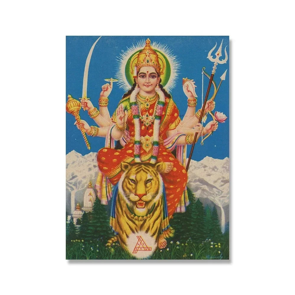 Shiva Parvati Poster Hinduism Religious Art Ganesha Canvas Painting Vishnu Printed Wall Picture Living Room Home Decoration Peaceful Pleasures Health and Wellness