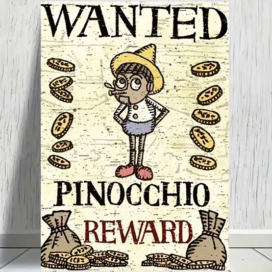 Vintage Abstract Pinocchio Wanted Canvas Wall Art Print Canvas Wall Art Peaceful Pleasures Health and Wellness G5407 21x30cm Black Framed
