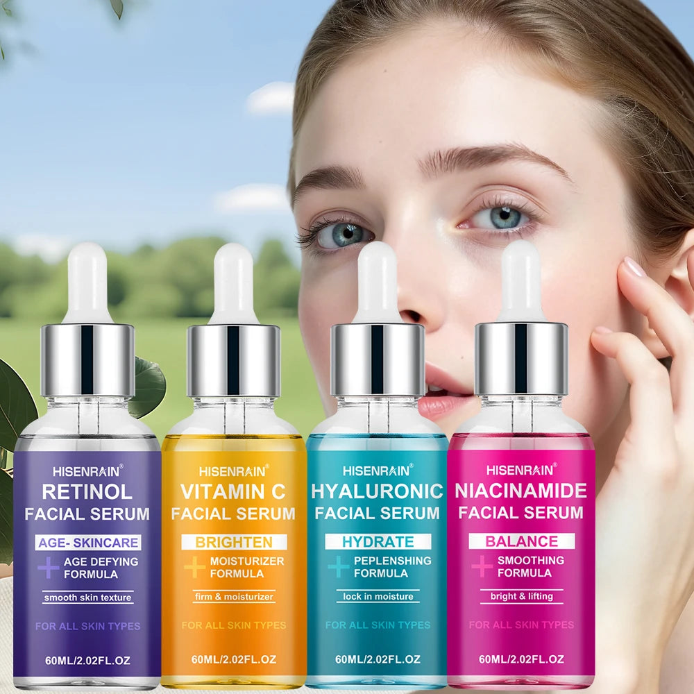 HISENRAIN Luxury Moisturizing Essence 4-Piece Set - Premium Skincare Gift for Holiday Seasons, Radiant & Hydrated Skin. Peaceful Pleasures Health and Wellness