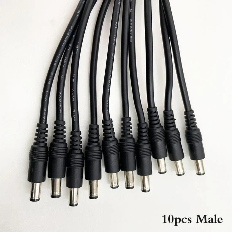 10-Pack DC 5.5x2.1mm Male & Female Power Cable Connectors