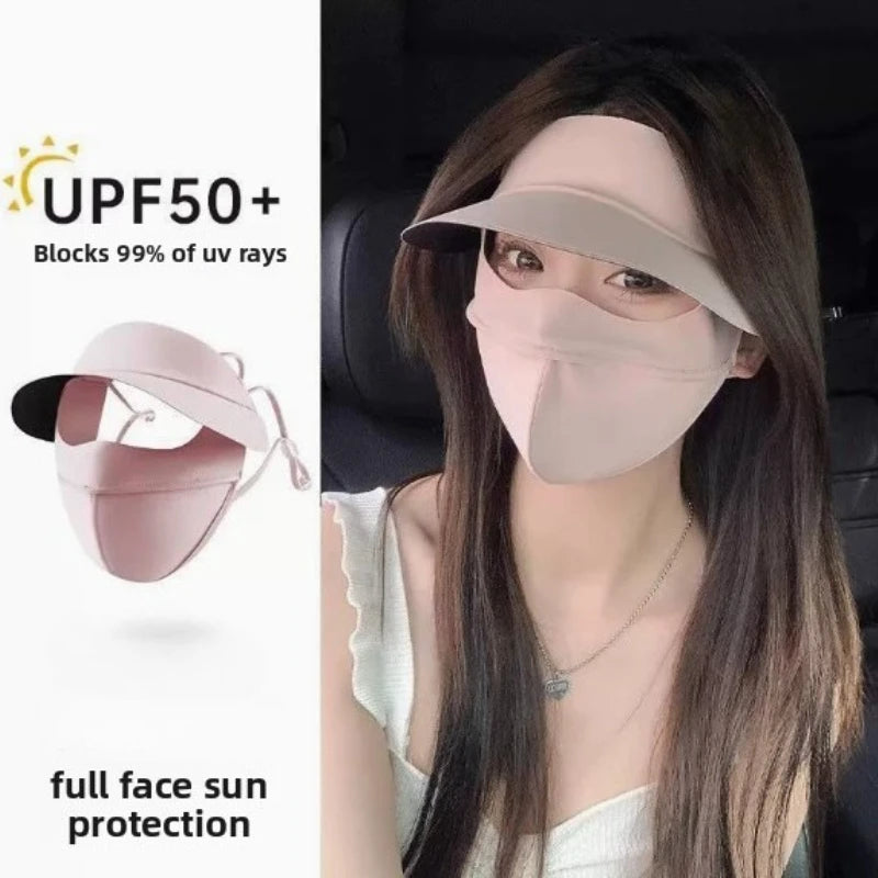 Summer UV protection Polyester Ice Silk Mask Portable Sunshade Breathable Sunscreen Mask Outdoor With Brim Sun Protection Hats Peaceful Pleasures Health and Wellness