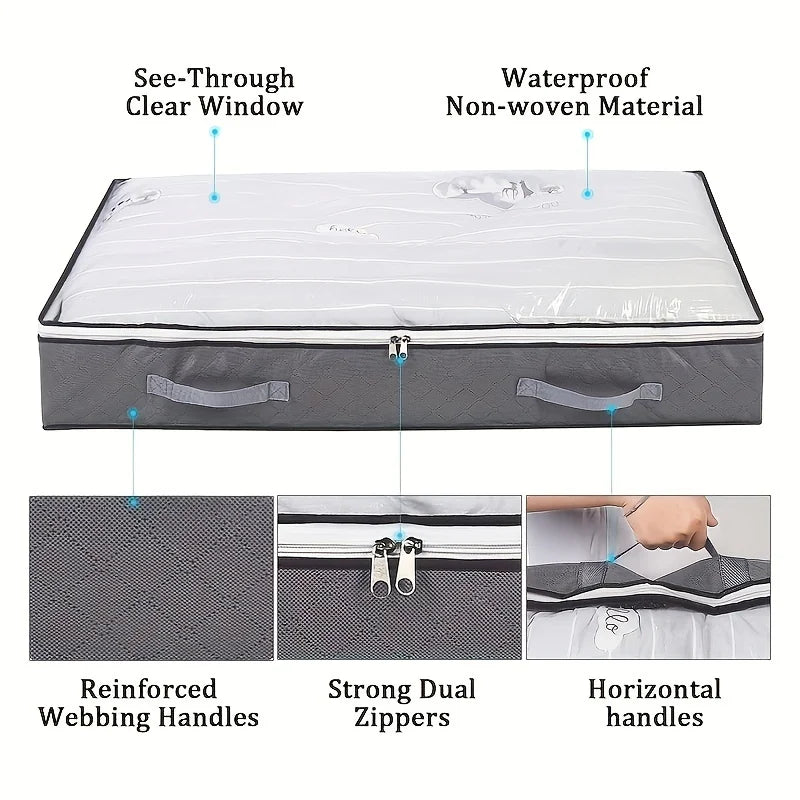 Large Under Bed Storage Bag – Clear Window, Foldable Organizer