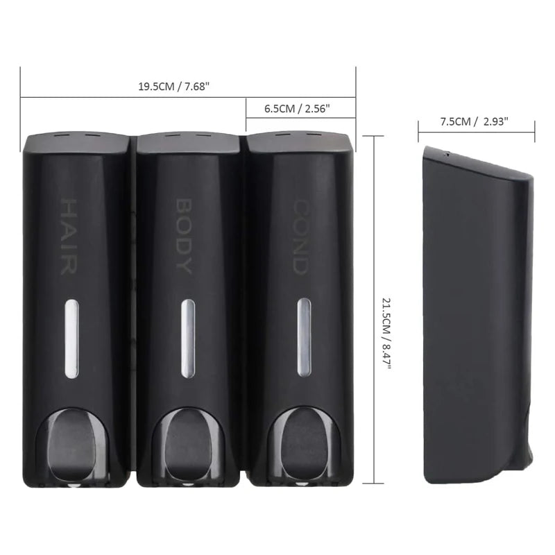 Bathroom Automatic soap dispenser Trio Wall Mounted Shampoo and Conditioner Dispenser, Conditioner Body Wash Dispenser Set Peaceful Pleasures Health and Wellness