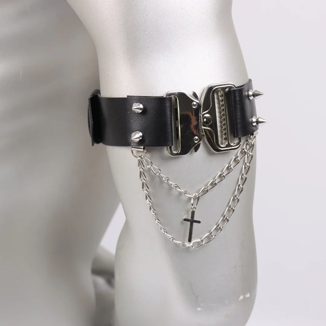 Men's Hip Hop Belt Gothic Faux Leather Arm Cuff Decorative Tassels