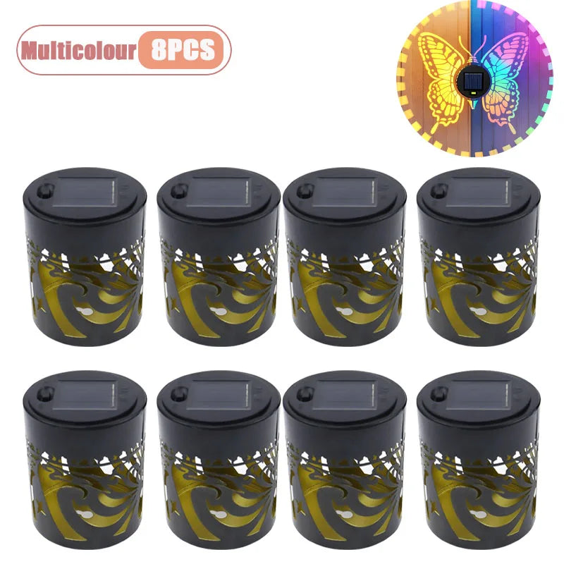 Solar Butterfly Wall Light RGB Shadow Projection Garden Lamp