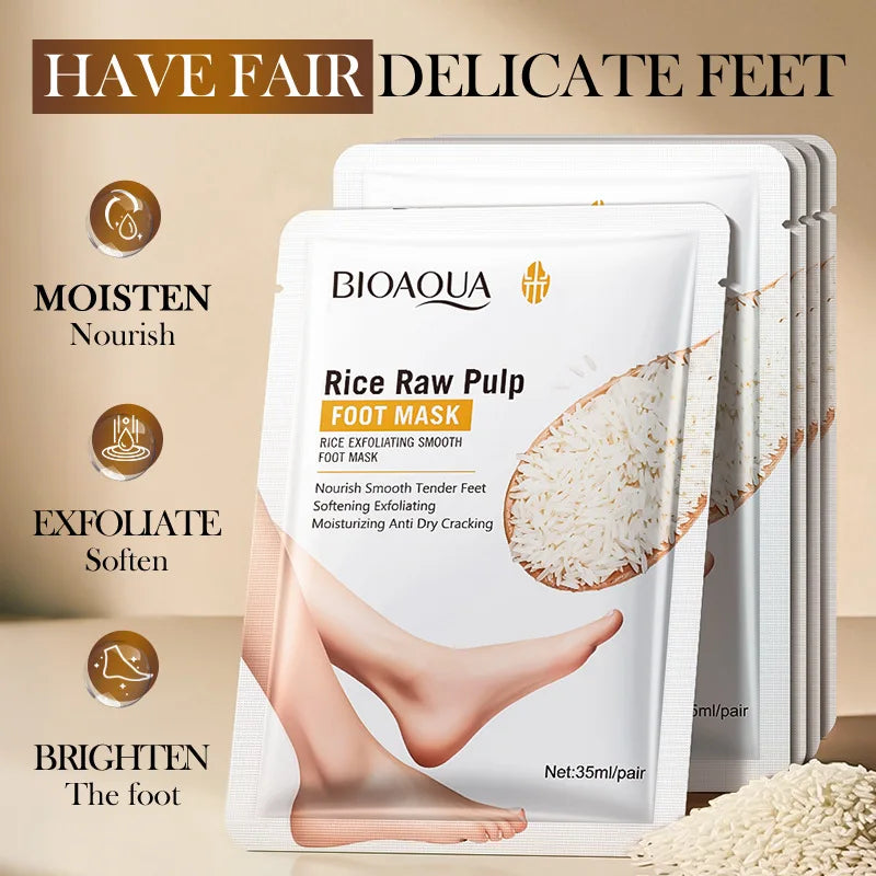 BIOAQUA White Rice Foot Peeling Mask – Exfoliate & Moisturize