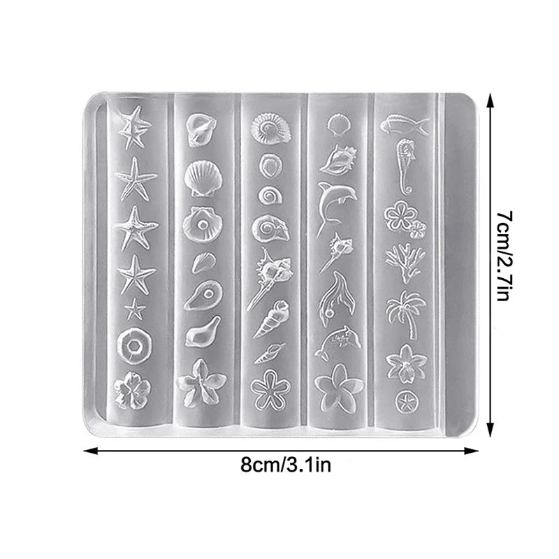 Ocean Series Silicone Mold for Nail Art 3D Starfish Jellyfish Sea Shell Conch Animal Motifs Manicure Stamping Tools Peaceful Pleasures Health and Wellness