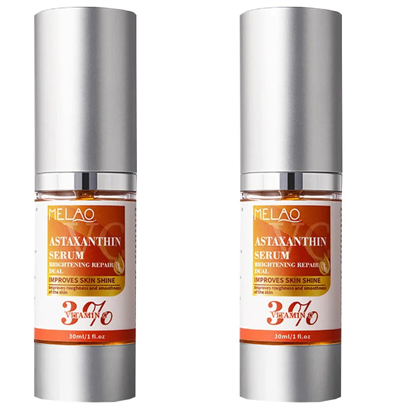 VC Astaxanthin Whitening Serum Remove Dark Spots Freckles Fade Melanin Anti-Wrinkle Brightening Nourishing Face Skin Care Peaceful Pleasures Health and Wellness 30mlx 2 pieces