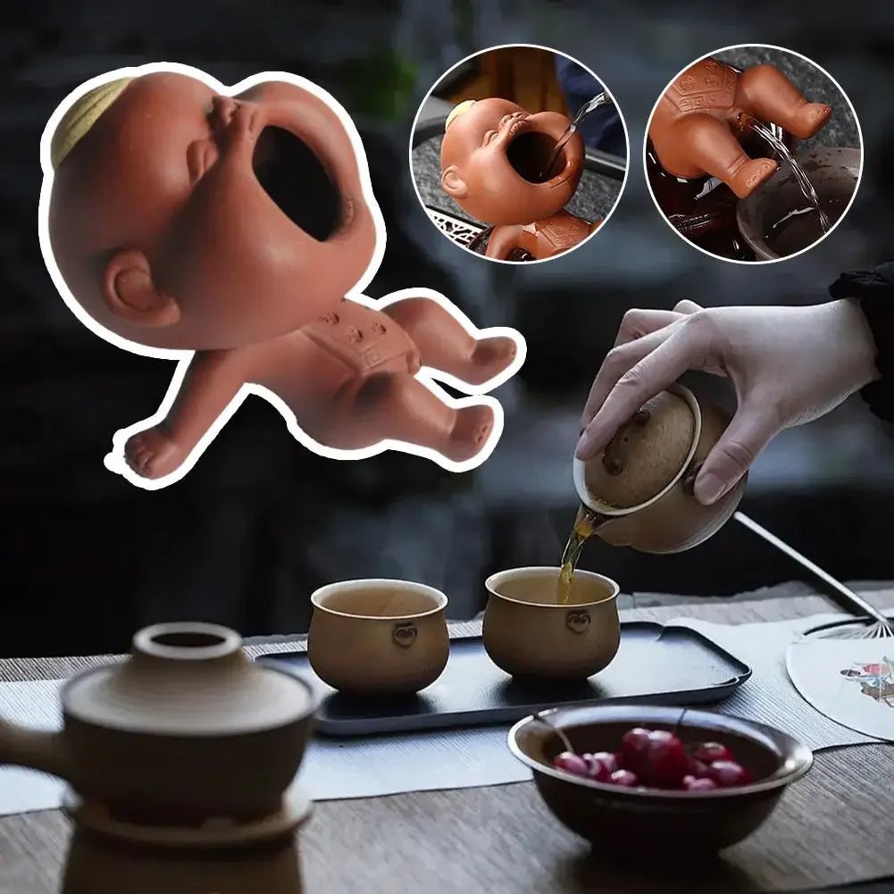 Creative Purple Clay Urinating Boy Tea Pet Fun Peeing Doll Multifunctional Home Tea Tray Kung Fu Tea Set Unique Gift Decor Peaceful Pleasures Health and Wellness