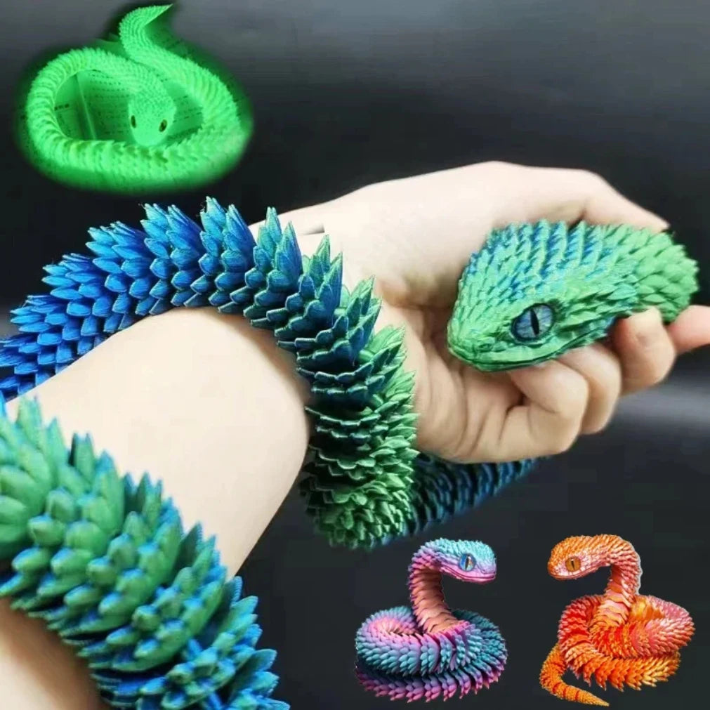 3D Printed Articulated Snake Fidget Toy | Desk Ornament Figurine