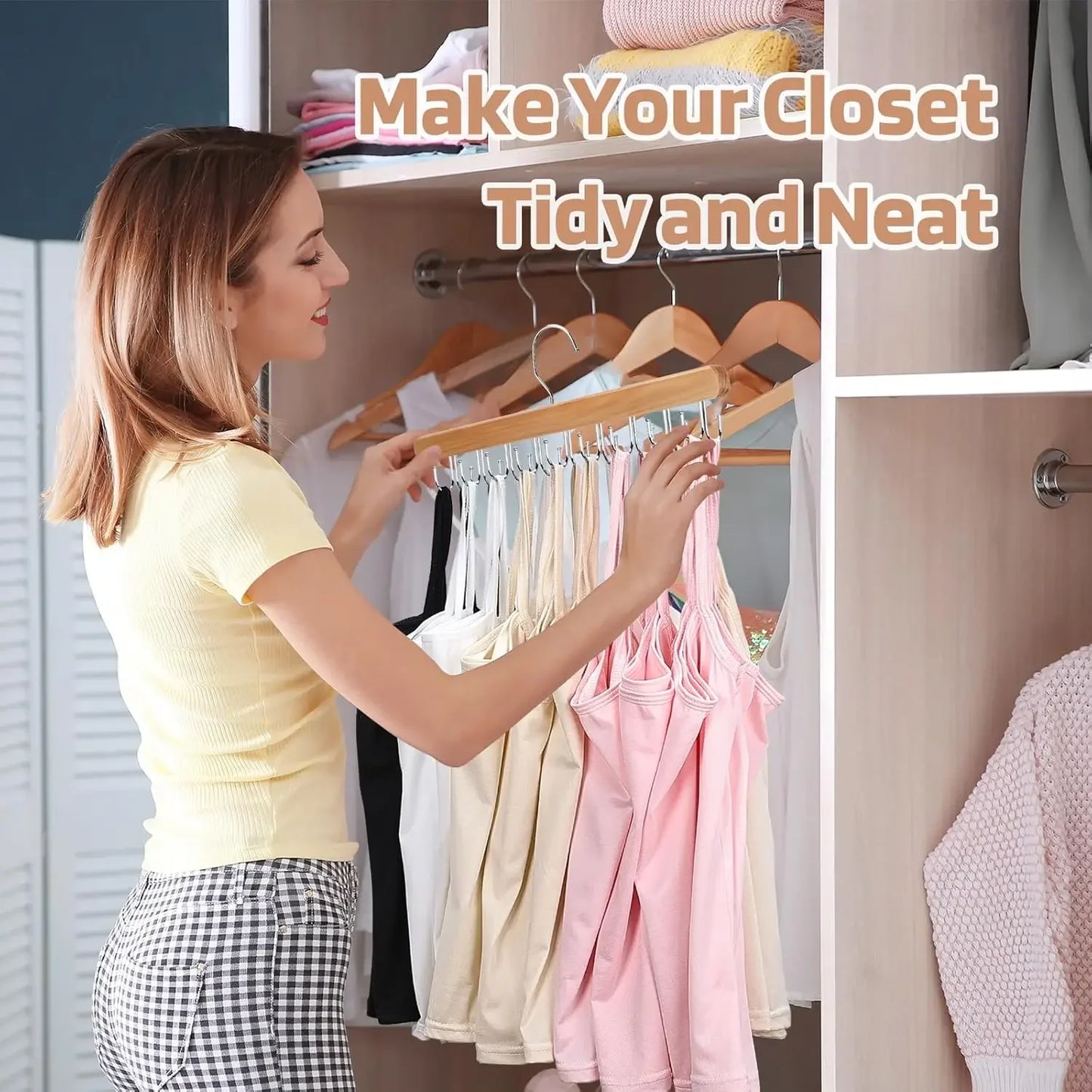2 Pack Wooden Bra Hanger with 36 Foldable Hooks, 360° Rotating Design for Space Saving Closet Storage Peaceful Pleasures Health and Wellness