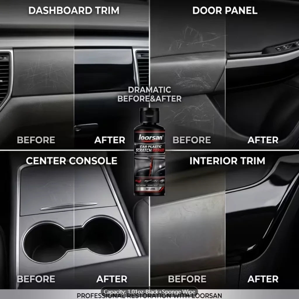 Car Plastic Scratch Repair & Dashboard Restorer with Sponge