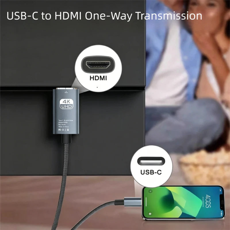 4K 30/60Hz USB C to HDMI Cable Type C Adapter HDTV Converter Cable For iPhone 15 TV Converter MacBook Air iPad Samsung laptop Peaceful Pleasures Health and Wellness