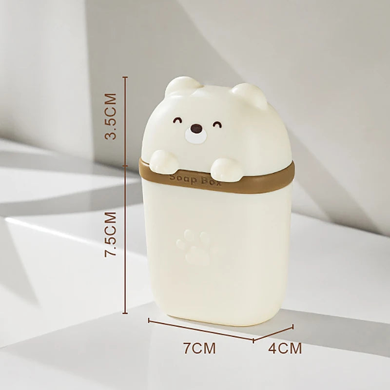 Cartoon Bear Portable Soap Dish | Waterproof Travel Soap Box