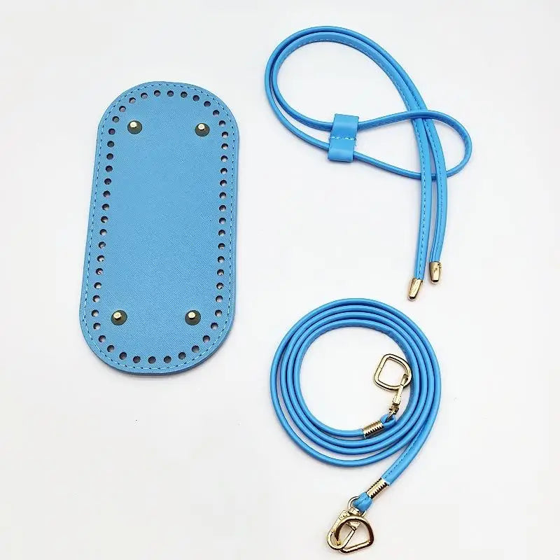 Crochet Handbag DIY Kit – PU Leather Bag Base, Strap & Chain