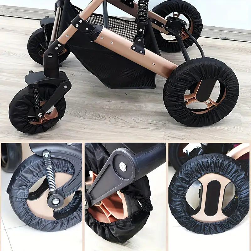 4PCS Stroller Wheel Covers Dustproof Durable Baby Umbrella Wheel Protector Set Easy Disassemble Practical Accessories Peaceful Pleasures Health and Wellness