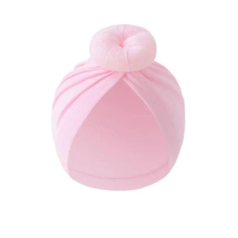 Baby Turban Hat – Soft Cotton Elastic Bun Knot Cap (0–6 Months)
