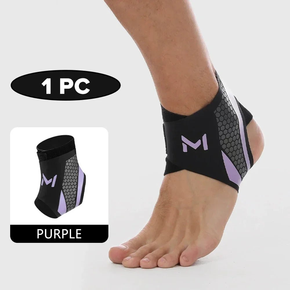 New Professional Adjustable Compression Ankle Brace Support for Basketball Running Volleyball Athletes Breathable Elastic Design Peaceful Pleasures Health and Wellness BlackPurple-1PC