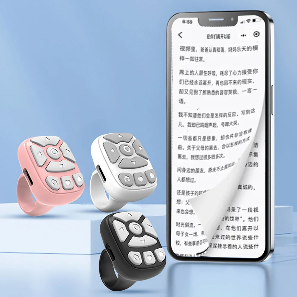 Bluetooth Scrolling Ring Remote for TikTok, Selfie & Phone