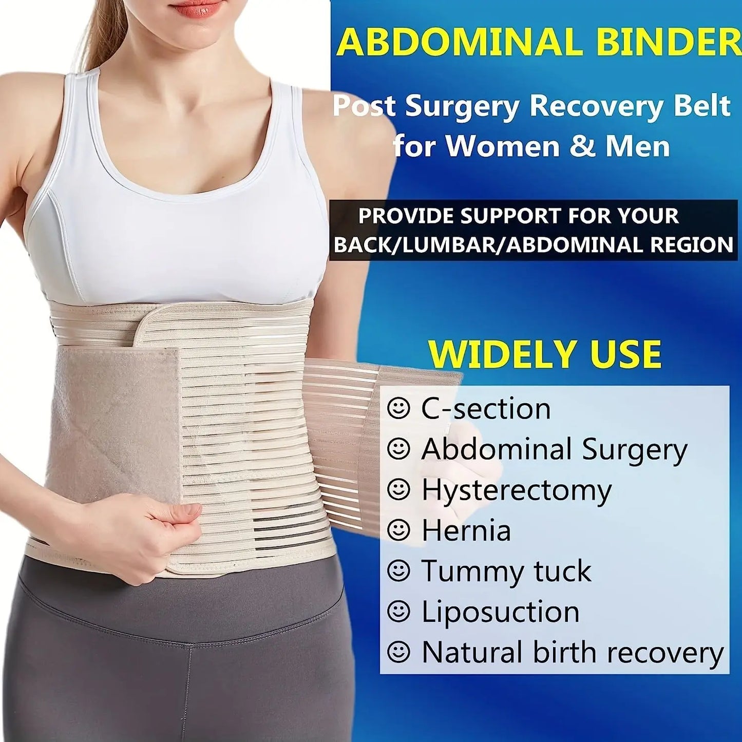 High Quality Abdominal Band Tummy Belt Abdominal Binder Post Surgery Girdle Belt Support Belt Compression Stomach Wrap Peaceful Pleasures Health and Wellness