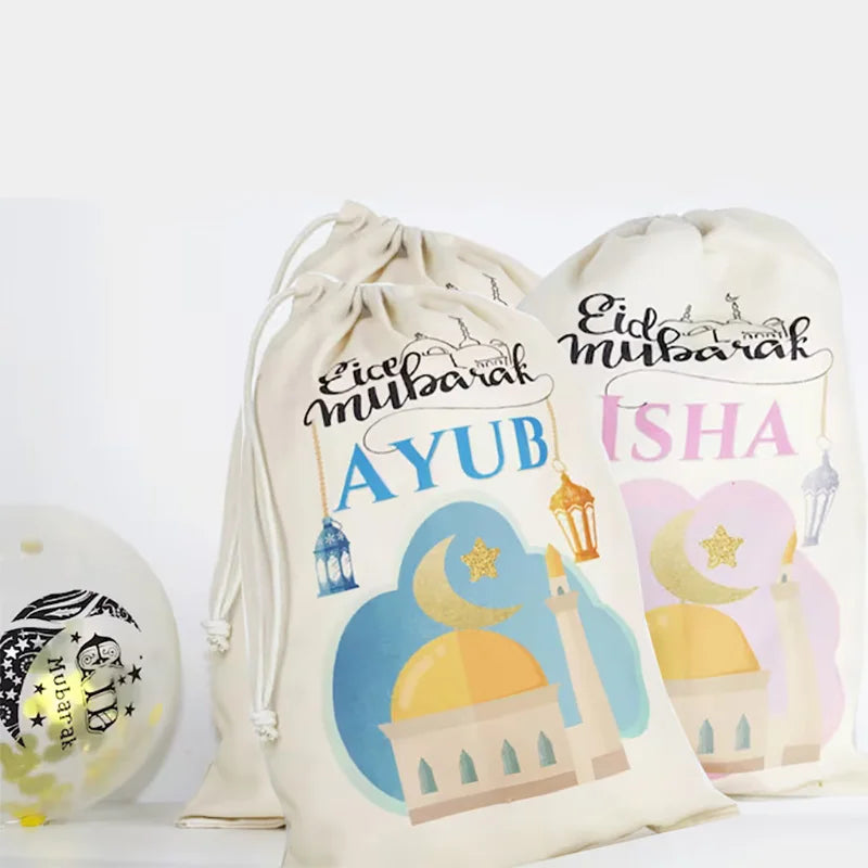 Personalised Eid Mubarak Gift Sack | Kids Islamic Ramadan Bag Personalised Gift Sack Peaceful Pleasures Health and Wellness