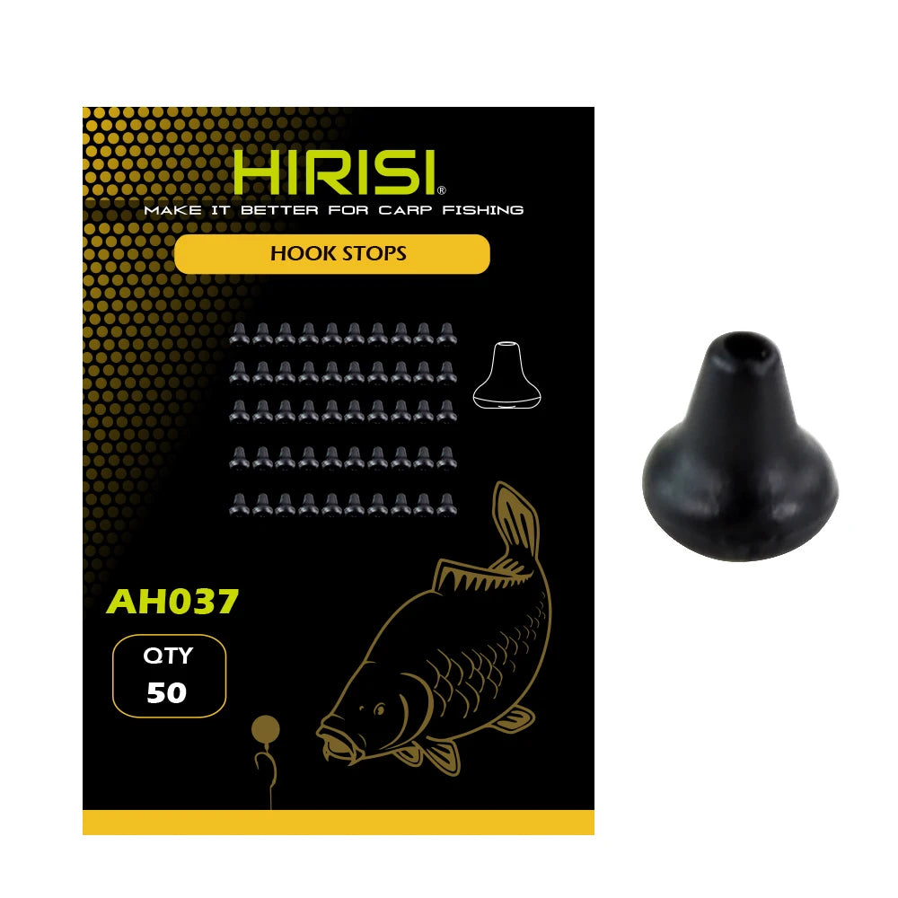 Hirisi 50Pcs Durable Soft Rubber Hook Stops, Wear-resistant Fishing Rig Stopper Beads, Reliable Terminal Tackle AH036 AH037 Peaceful Pleasures Health and Wellness AH037-Black