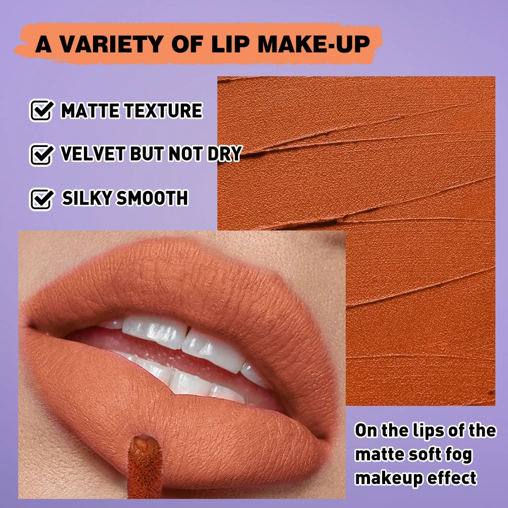 QIBEST 6 Color Halloween Makeup Sets Matte Liquid Lipstick Black White Purple Green Red Orange Lipgloss Non-Stick Cup Lipstick Peaceful Pleasures Health and Wellness