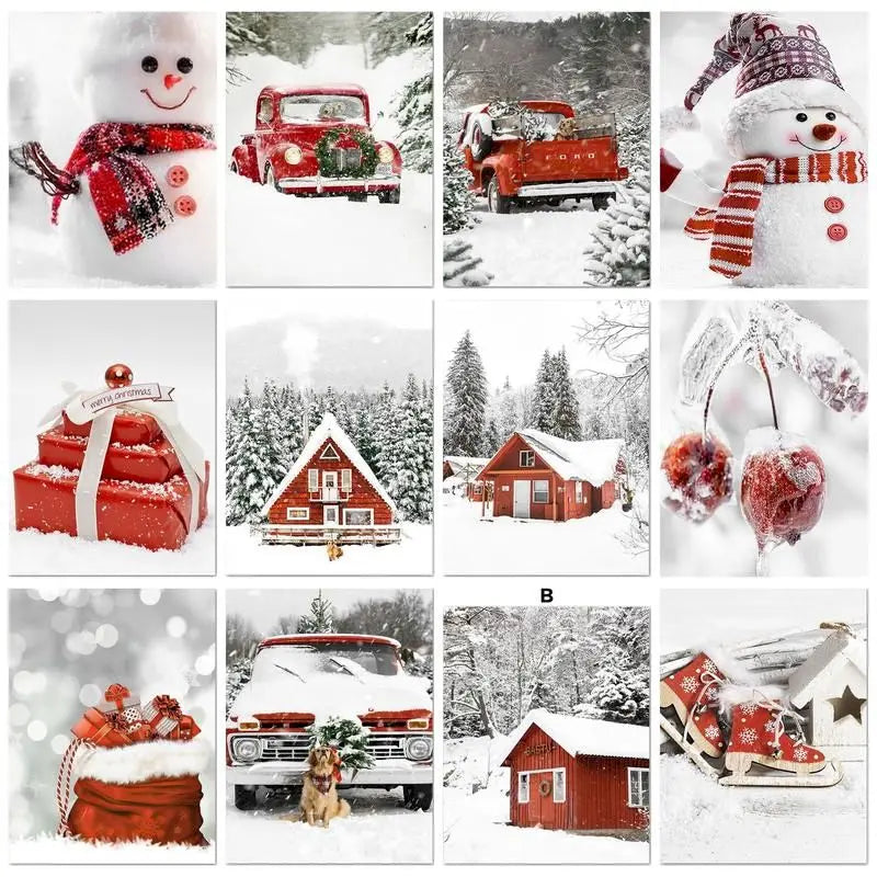 GATYZTORY 40×50cm Red House Winter Landscape Paint by Numbers Kit