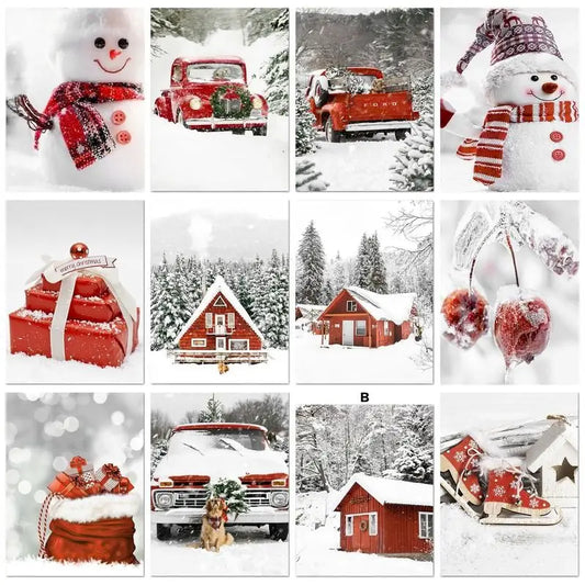 GATYZTORY 40×50cm Red House Winter Landscape Paint by Numbers Kit