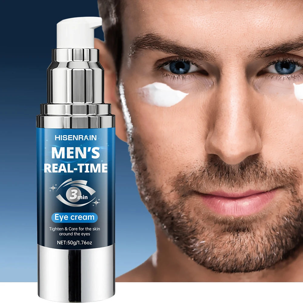HISENRAIN Men's 3-Second Anti-Aging Eye Cream, Vacuum Pressed Airless Pump Bottle, Dark Circles & Wrinkles Treatment. Peaceful Pleasures Health and Wellness