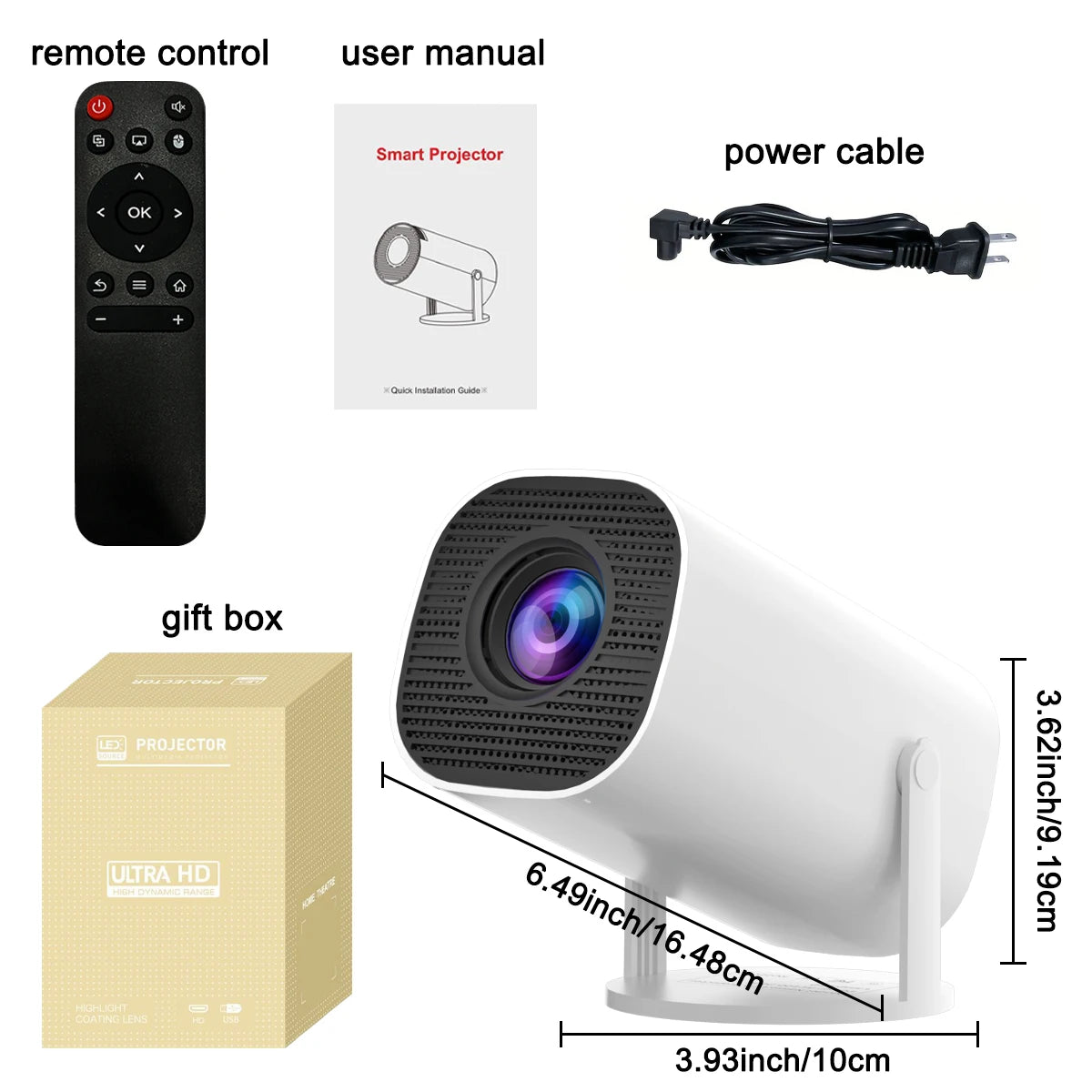 Mini Projector with WiFi & Bluetooth, 4K Support, Android System, Portable for Home Theater, Business, Gaming Peaceful Pleasures Health and Wellness US plug China Mainland