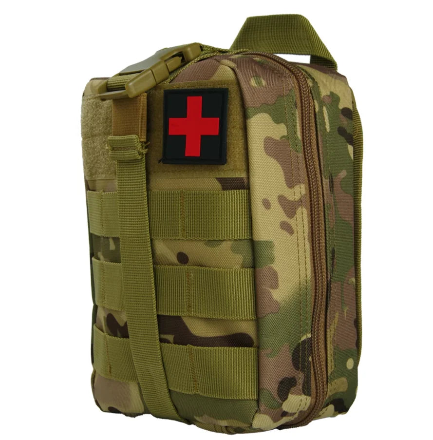 First Aid Bag Camping Tactical Medical Pouch EMT Emergency Survival Kit Hunting Outdoor Box Large Size 800D Nylon Bag Package Peaceful Pleasures Health and Wellness Camouflage 1