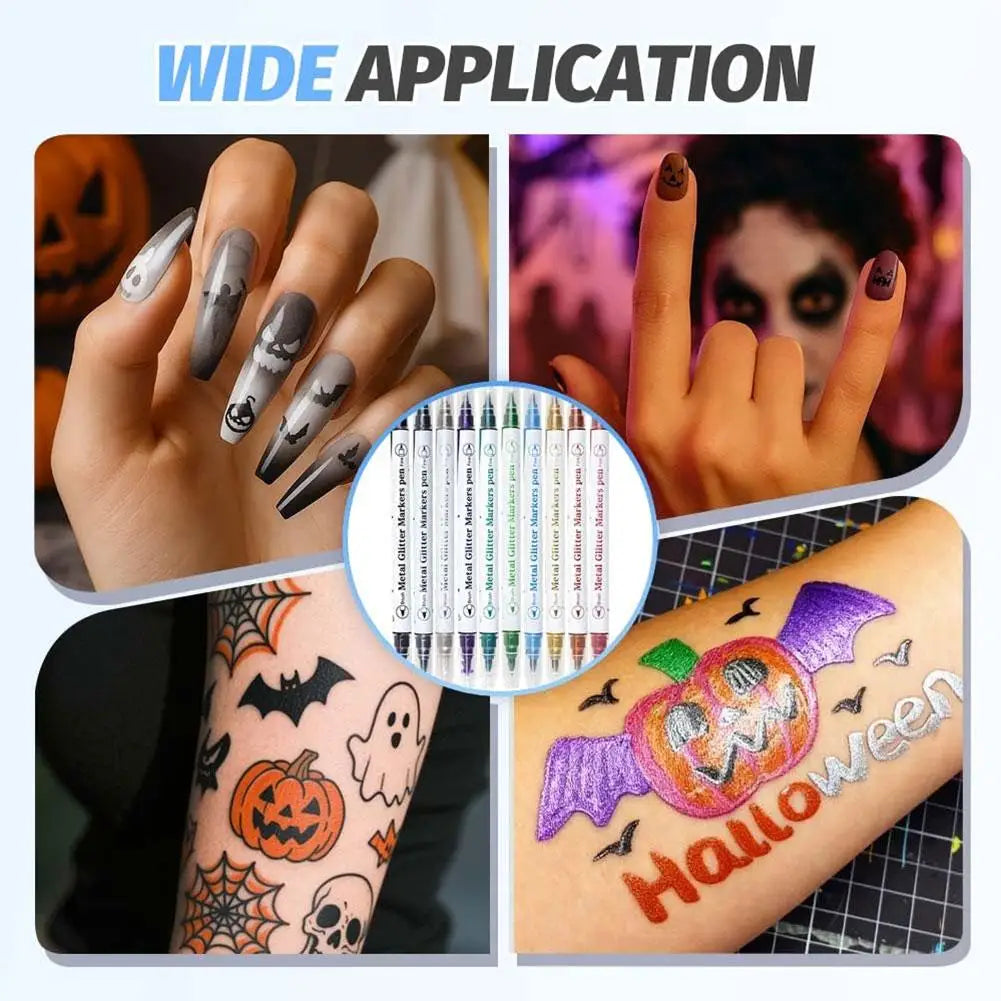 10-Color Temporary Tattoo Pen Set – DIY Body & Face Art