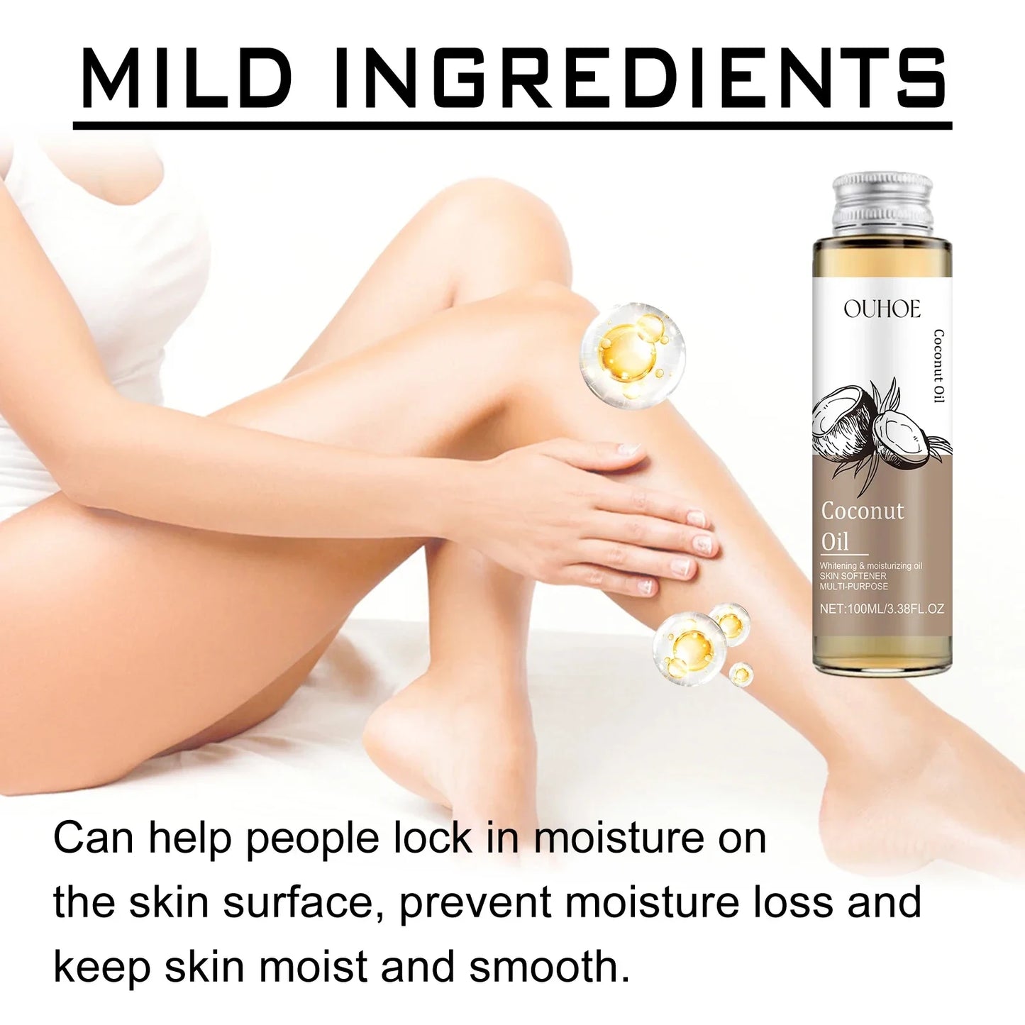 Pure Cold Pressed Coconut Oil for Hair, Skin & Makeup Removal