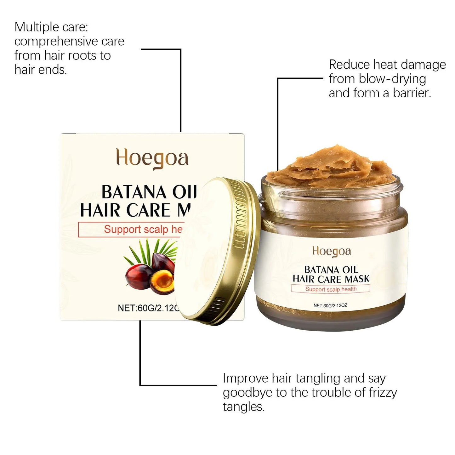 Batana Oil Moisturizing Hair Mask Repair Damaged Dry Hair Nourishing Scalp Smoothing Reduce Hair Loss Hydrating Hair Conditioner Peaceful Pleasures Health and Wellness
