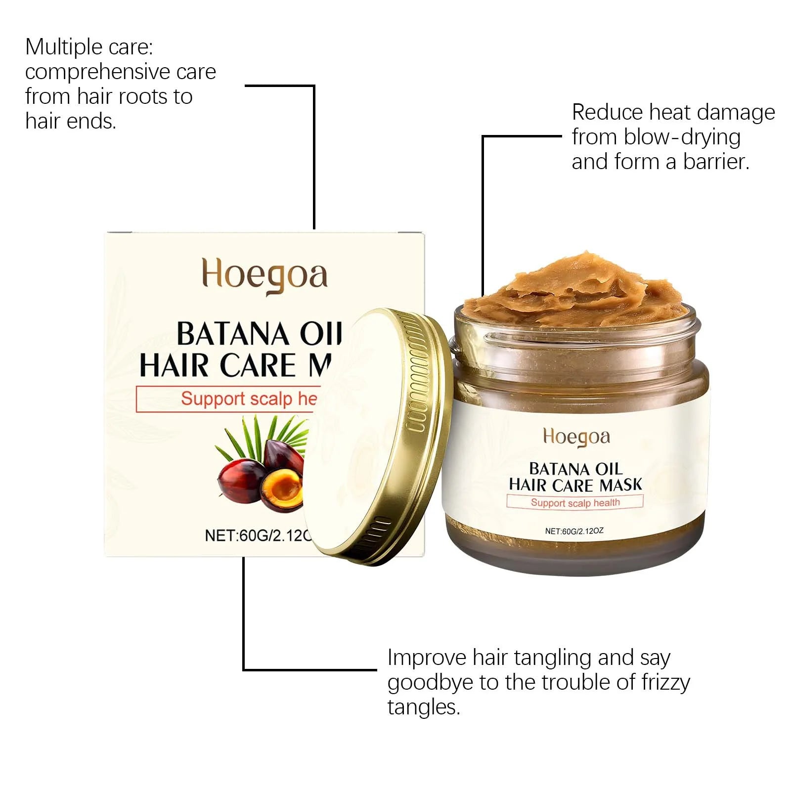 Batana Oil Moisturizing Hair Mask Repair Damaged Dry Hair Nourishing Scalp Smoothing Reduce Hair Loss Hydrating Hair Conditioner Peaceful Pleasures Health and Wellness
