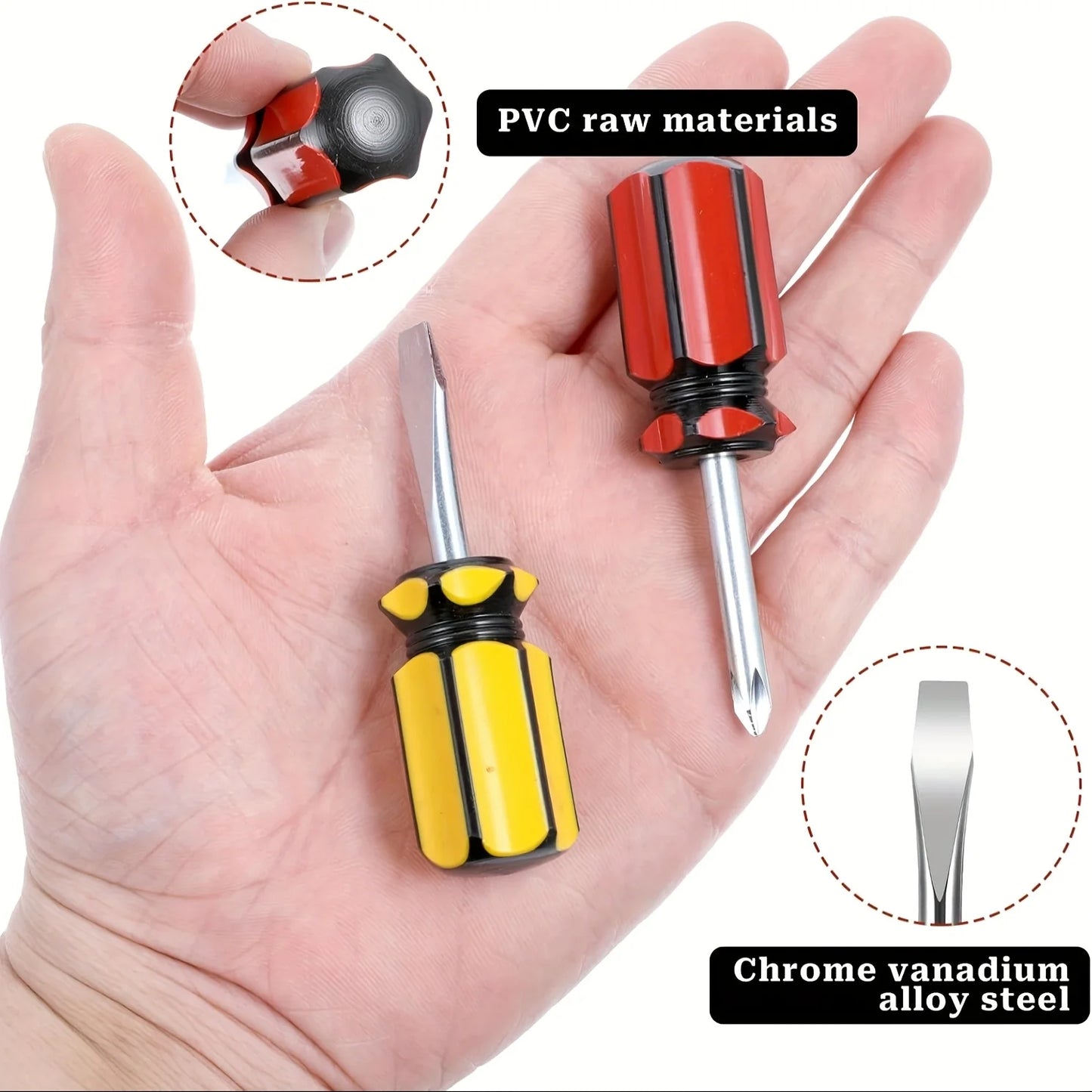 Small Screwdriver Short Handle Stubby Phillips Flat Head Pocket