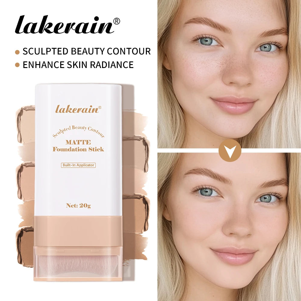 Lakerain Matte Foundation Stick Powerful Coverage Brighten Skin Tone Not Easy Melt Lightweight Smooth Texture Foundation Stick Peaceful Pleasures Health and Wellness