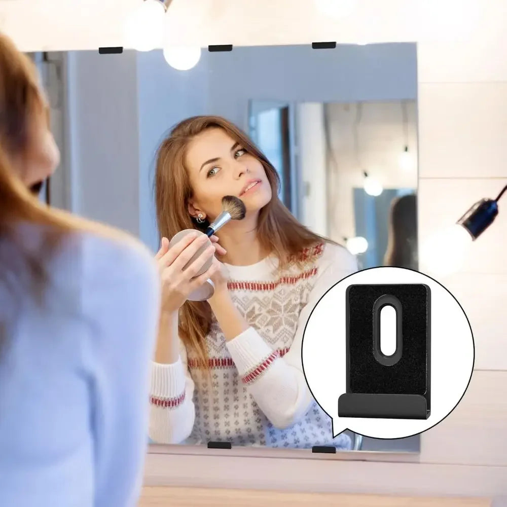 4-Pack Matte Black Stainless Steel Mirror Clips & Brackets