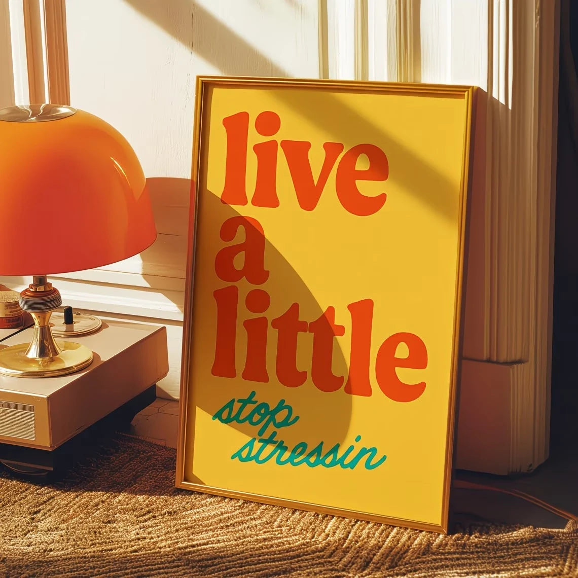 Yellow Abstract "Live A Little" Canvas Wall Art Print