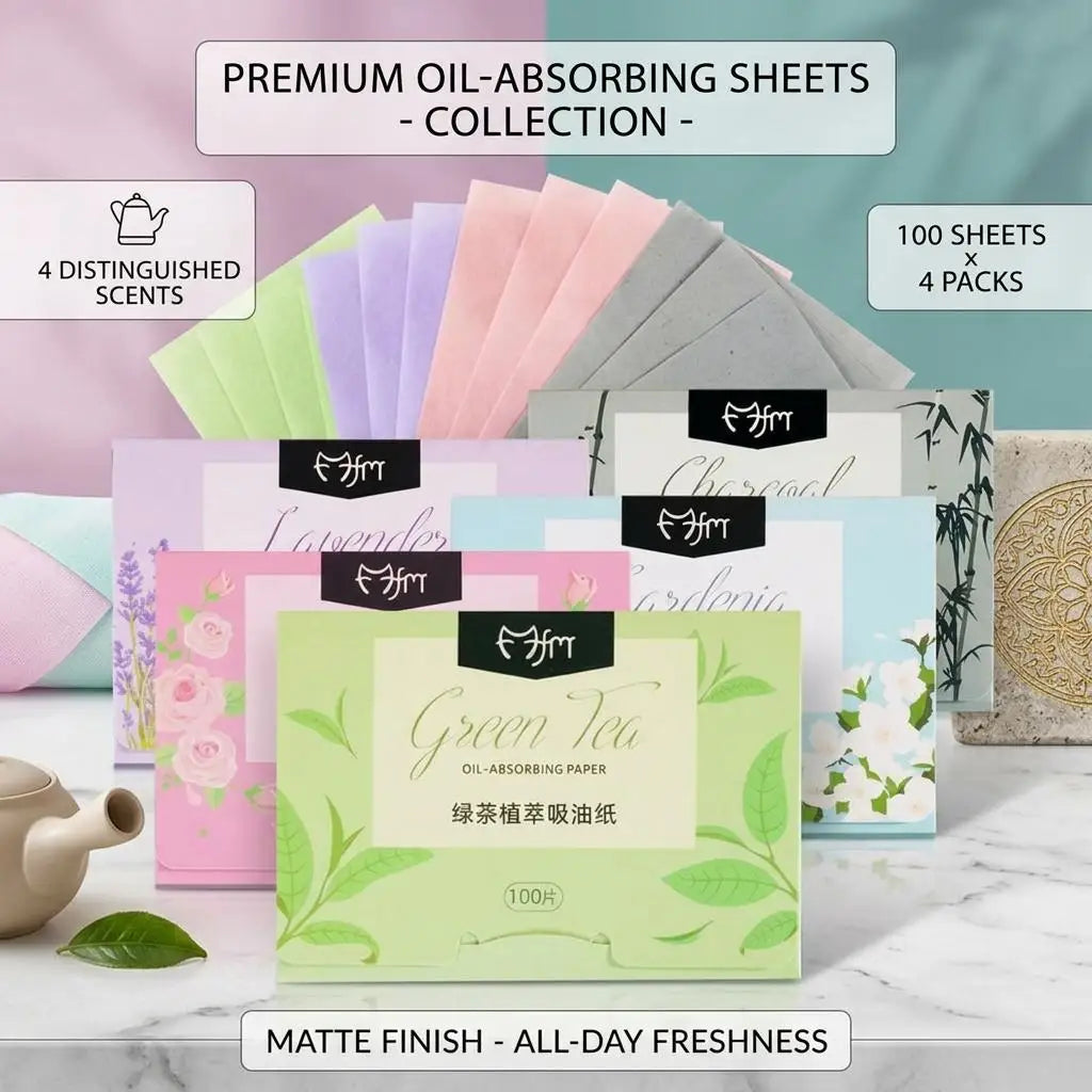 Green Tea & Lavender Facial Oil Blotting Papers – 100 Sheets